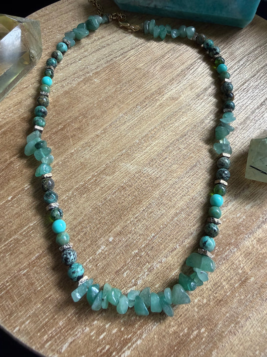 AFRICAN TURQUOISE & GREEN AVENTURINE NECKLACE