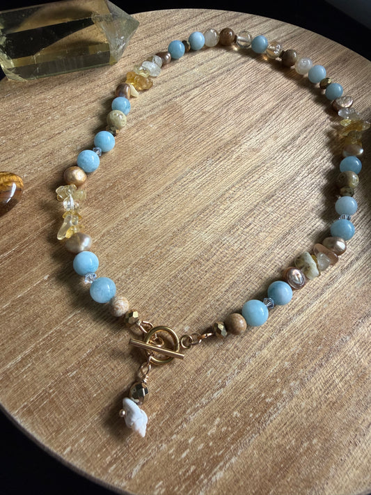 AQUAMARINE & CITRINE NECKLACE