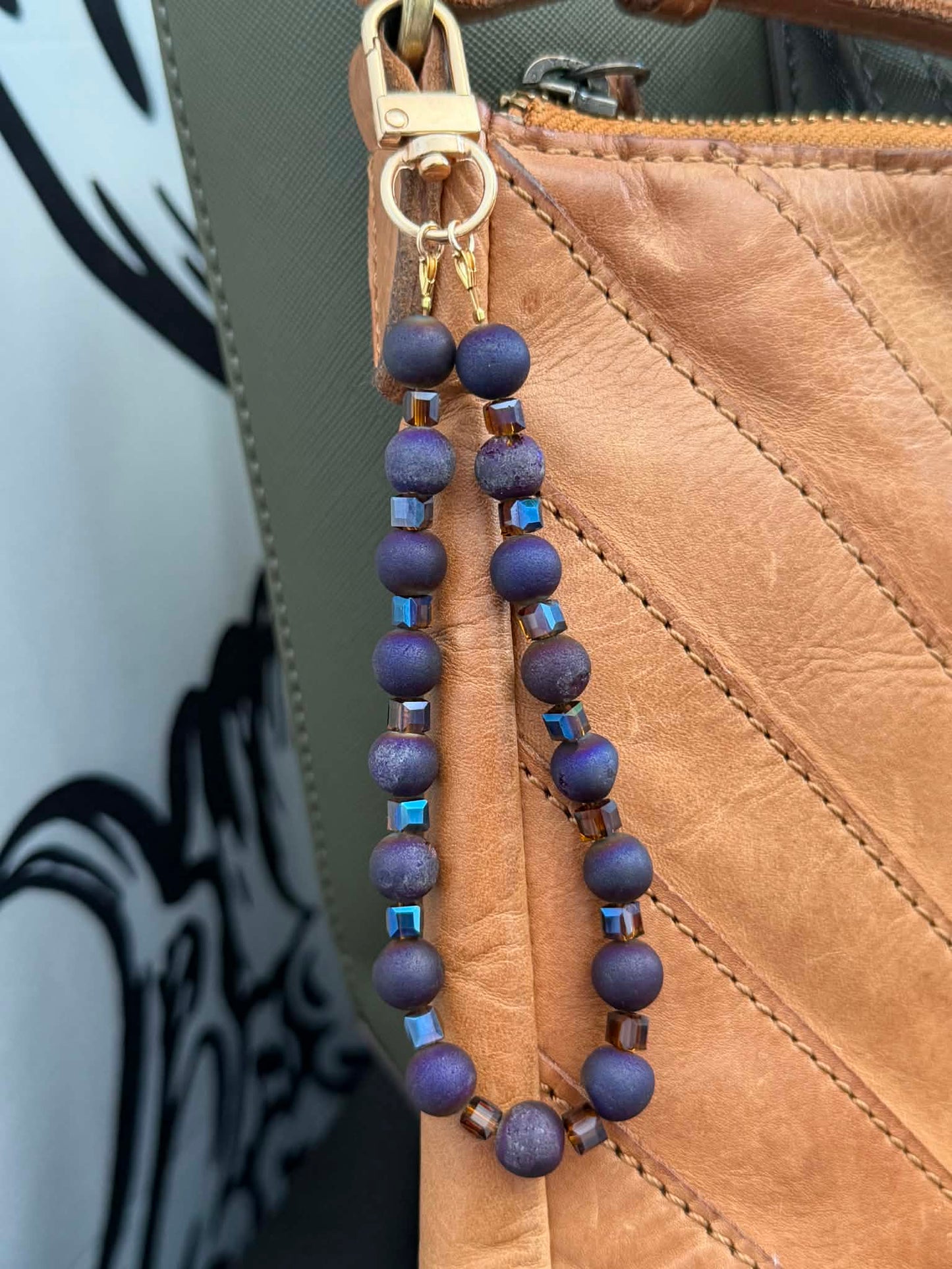 PURPLE DRUZY AGATE BAG CHARM