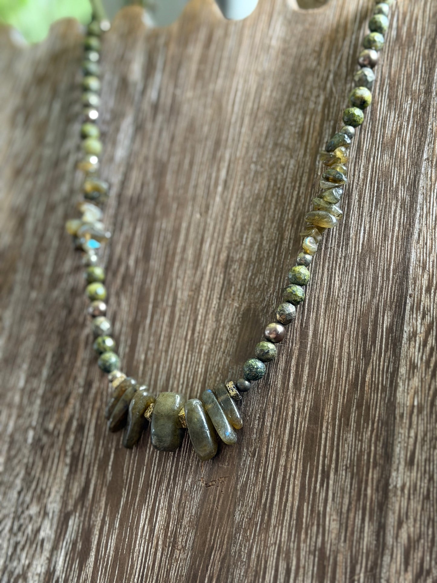 LABRADORITE & SNAKESKIN JASPER NECKLACE