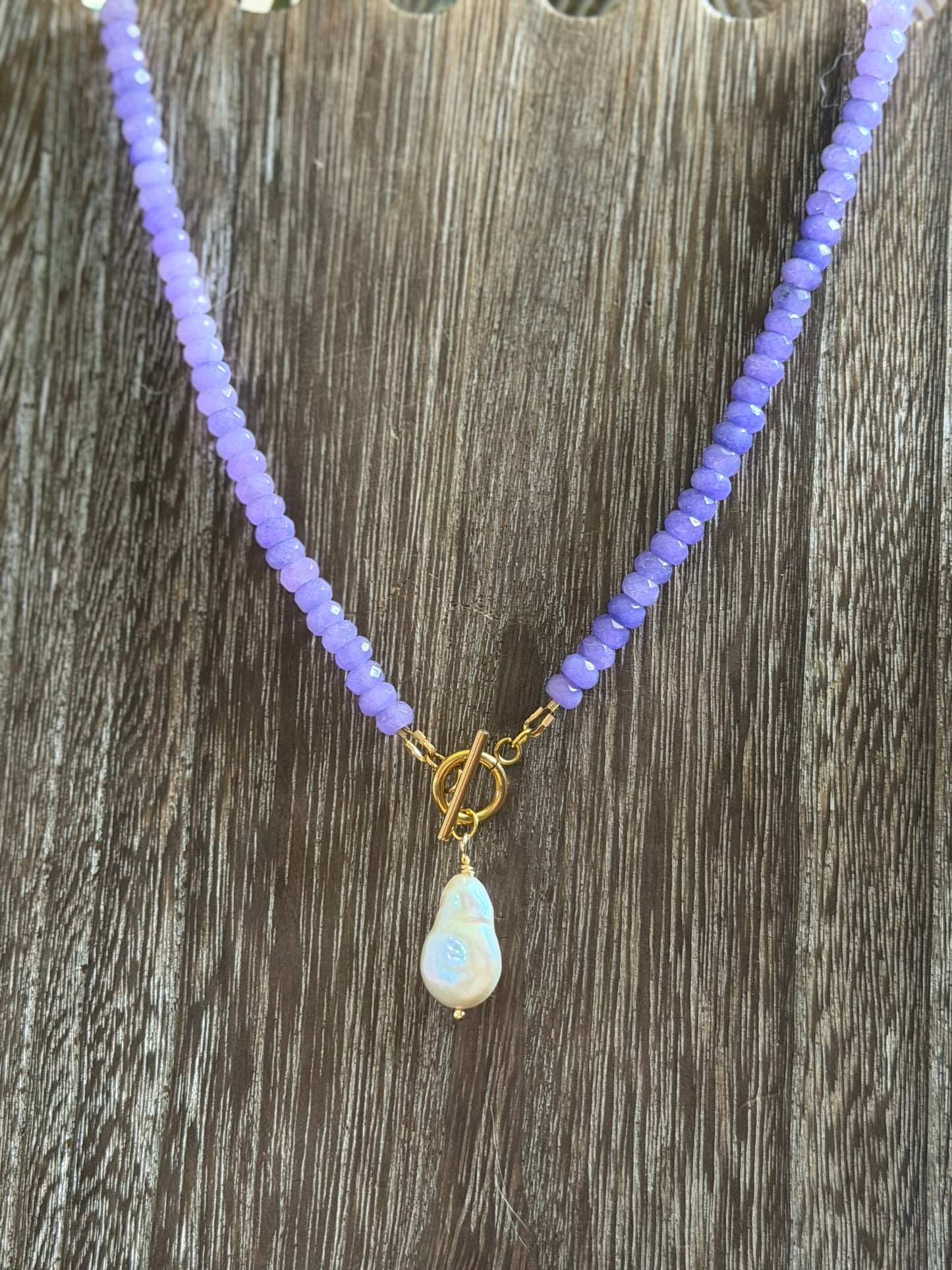 PURPLE LEPIDOLITE & FRESHWATER PEARL NECKLACE