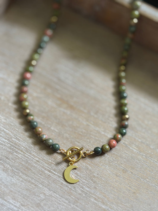UNAKITE & SNAKESKIN JASPER NECKLACE