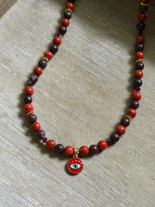 RED JASPER & POPPY JASPER MALOCCHIO NECKLACE