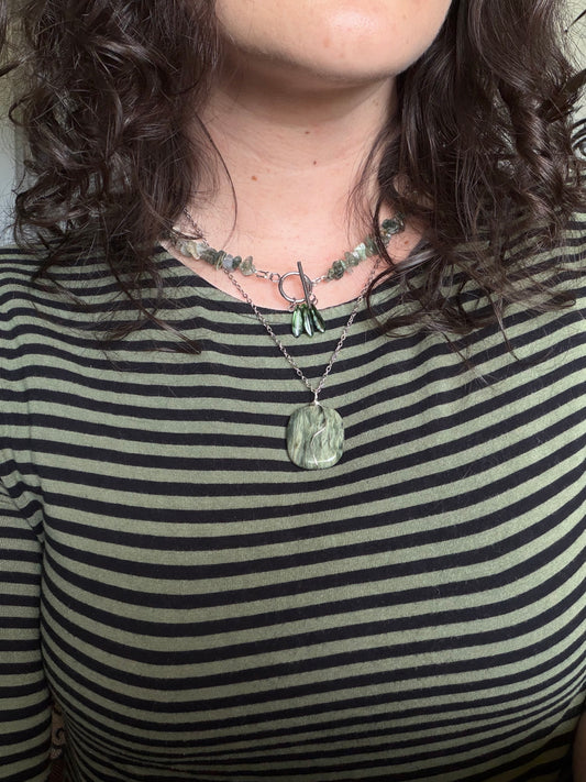 FANCY JASPER & SERAPHINITE NECKLACE