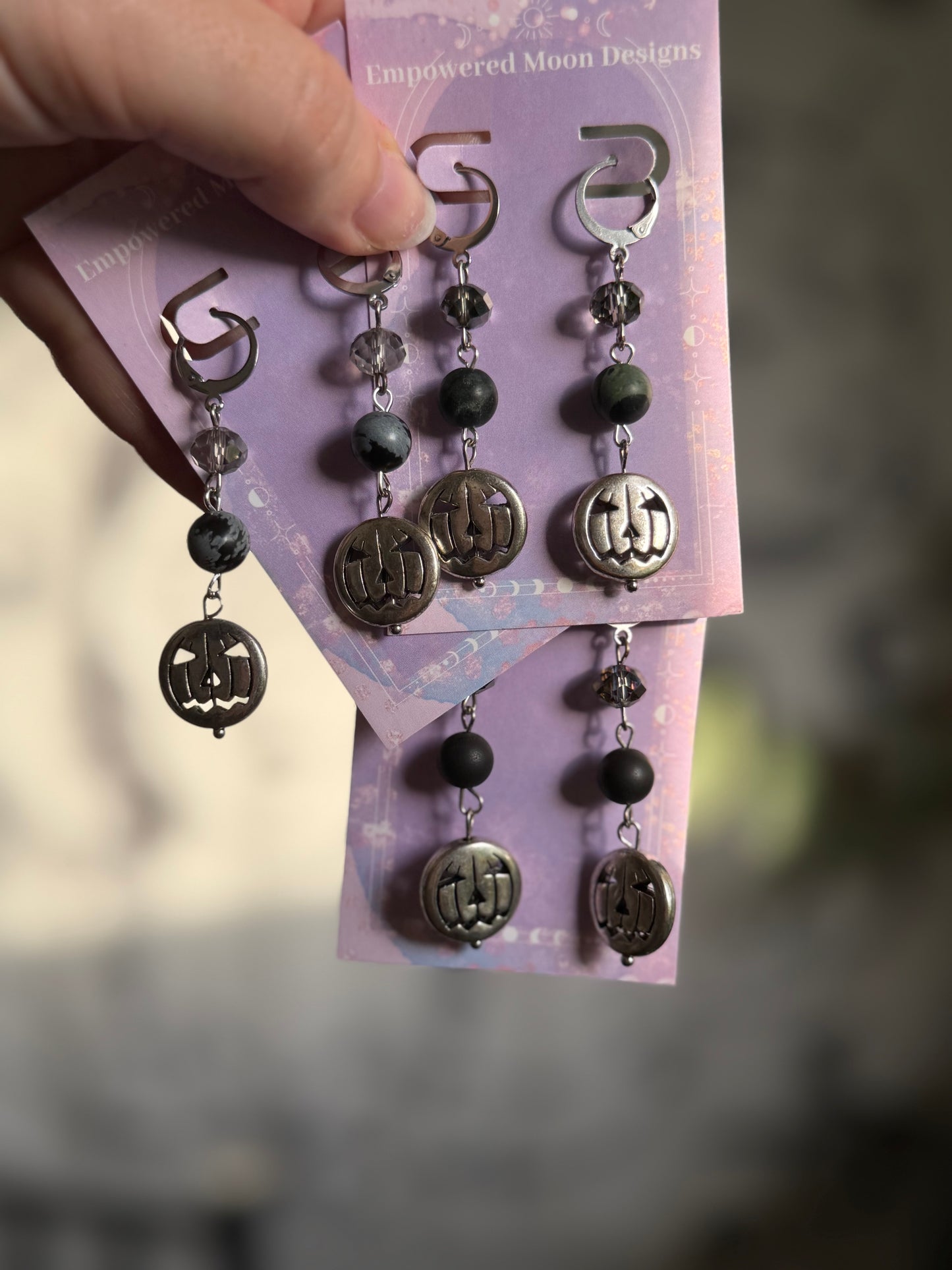 BLACK OBSIDIAN PUMPKIN EARRINGS