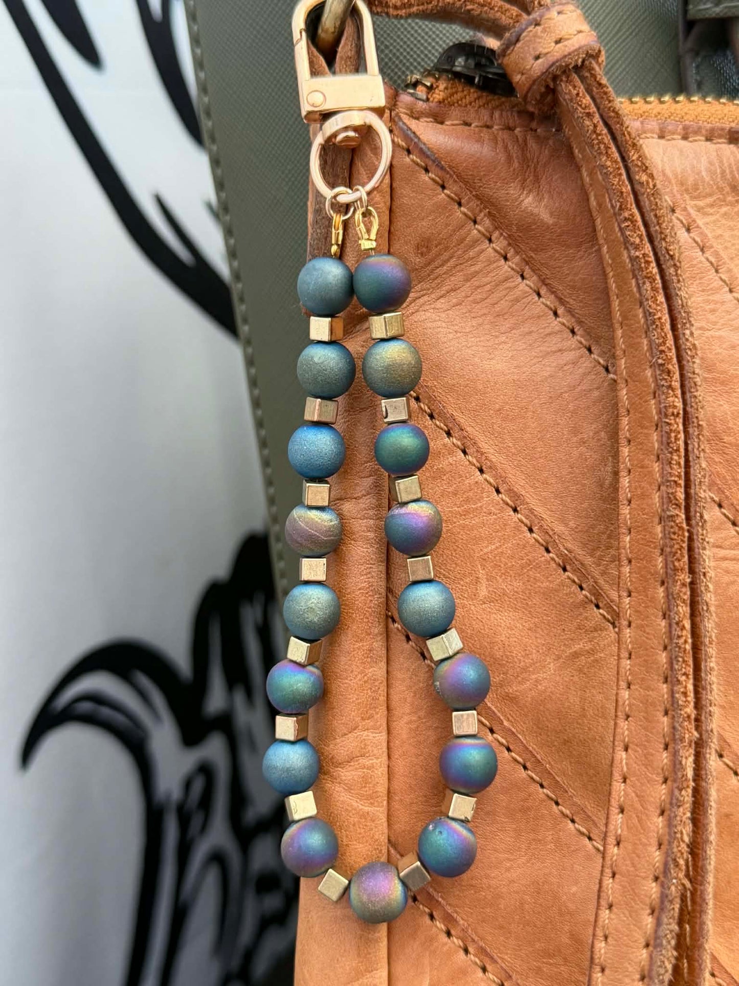 BLUE DRUZY AGATE BAG CHARM