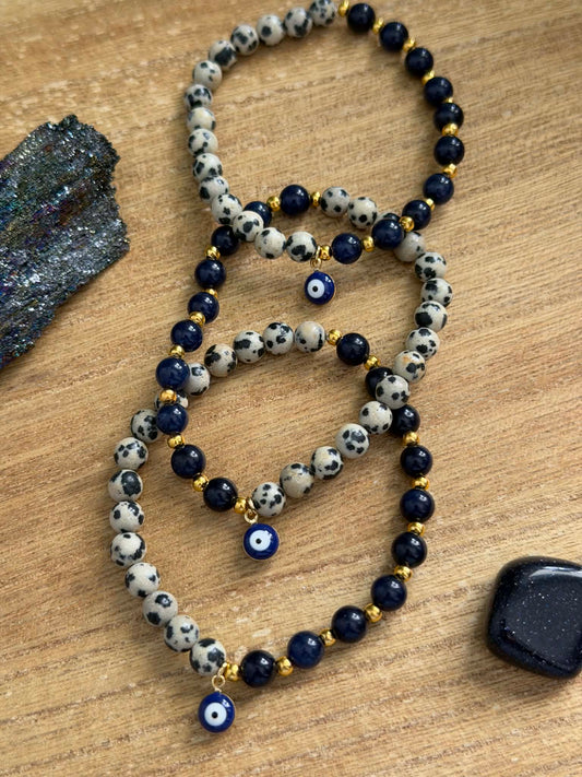 SODALITE & DALMATIAN JASPER MALOCCHIO BRACELET