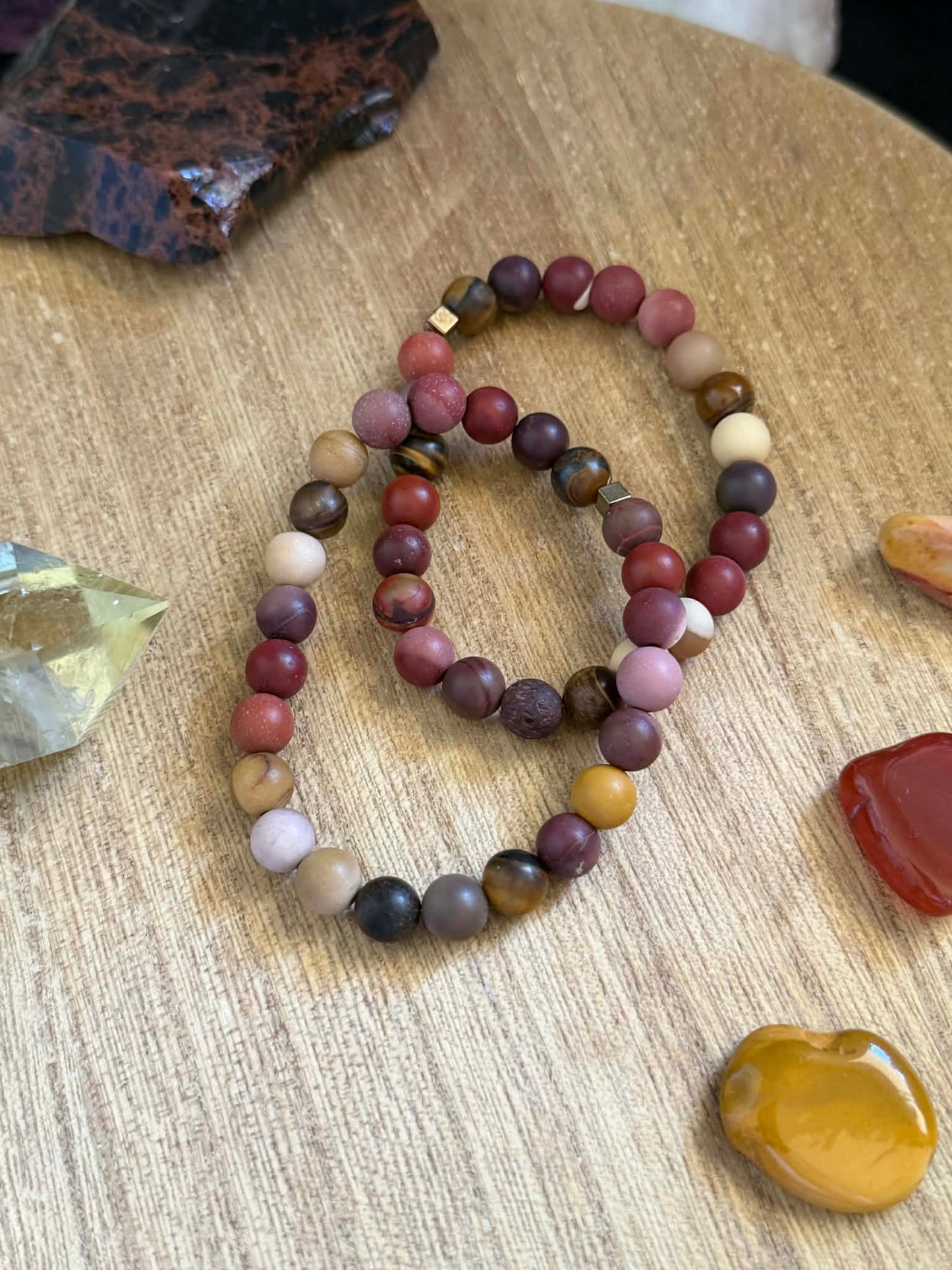 MOOKAITE JASPER + TIGERS EYE BRACELET