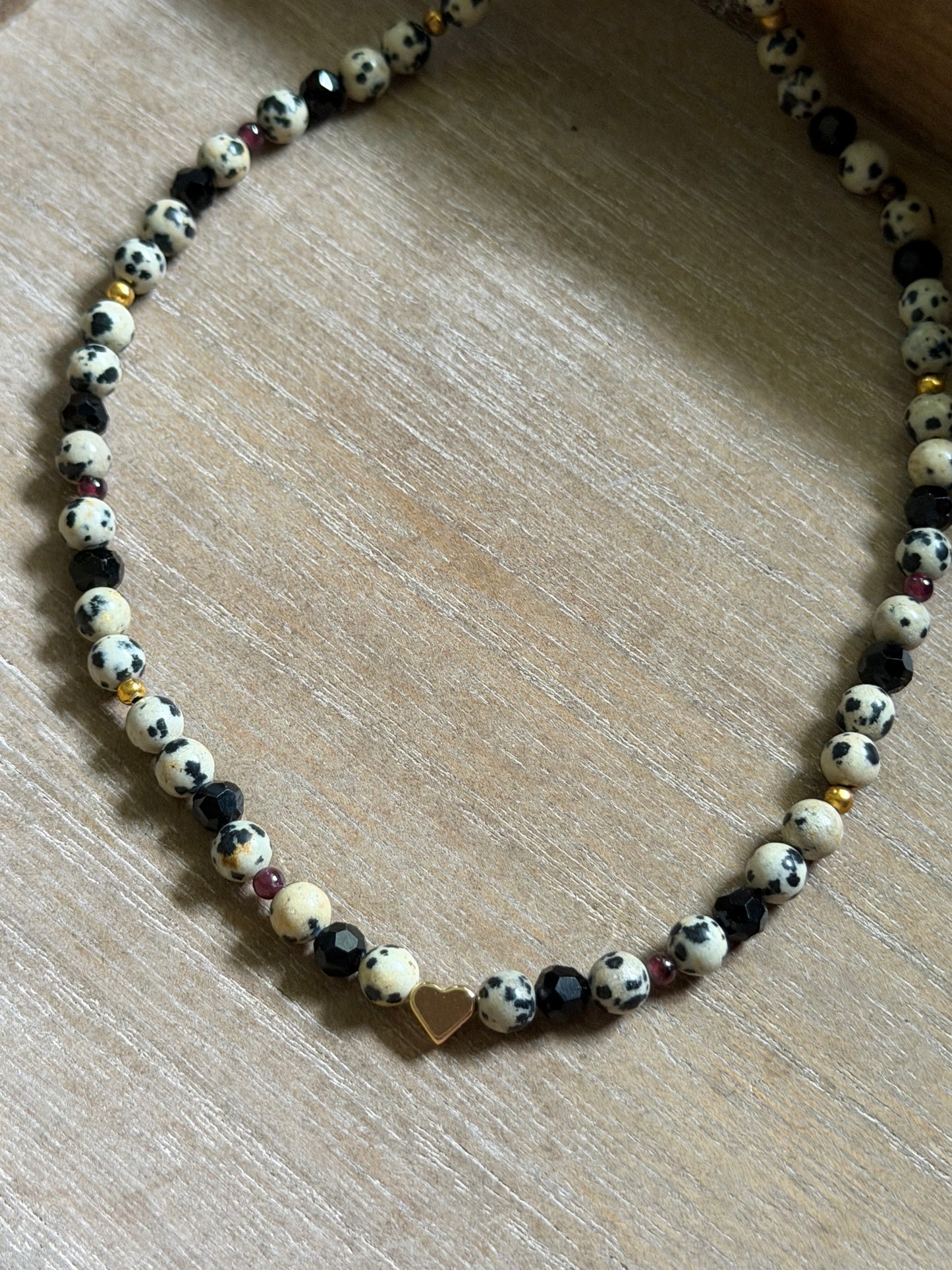 DALMATIAN JASPER + GARNET NECKLACE