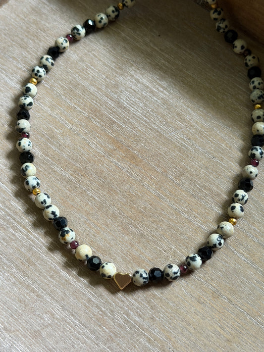 DALMATIAN JASPER + GARNET NECKLACE