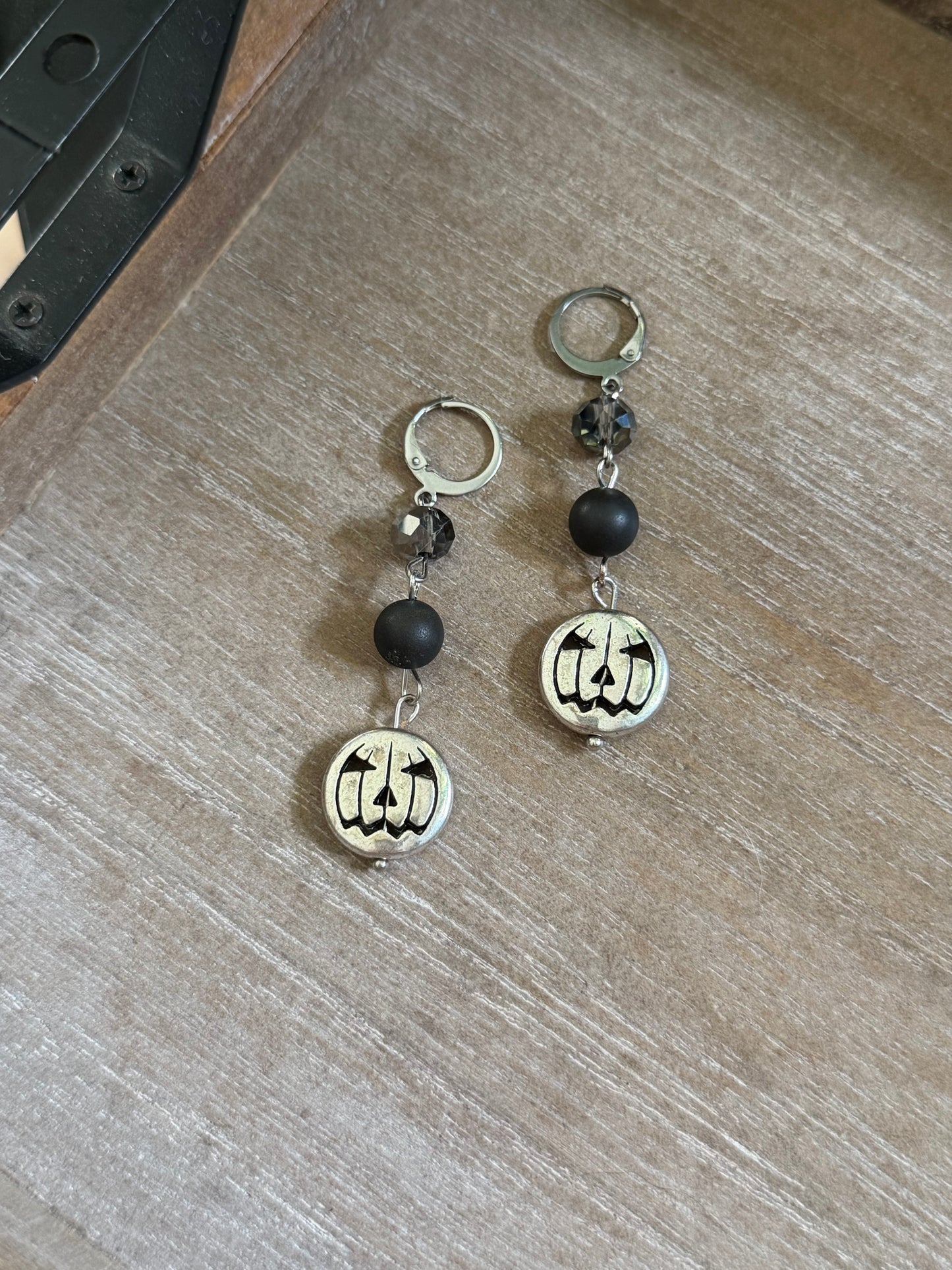 BLACK OBSIDIAN PUMPKIN EARRINGS