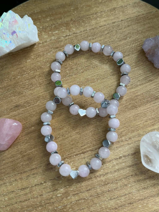 ROSE QUARTZ & HEMATITE BRACELET