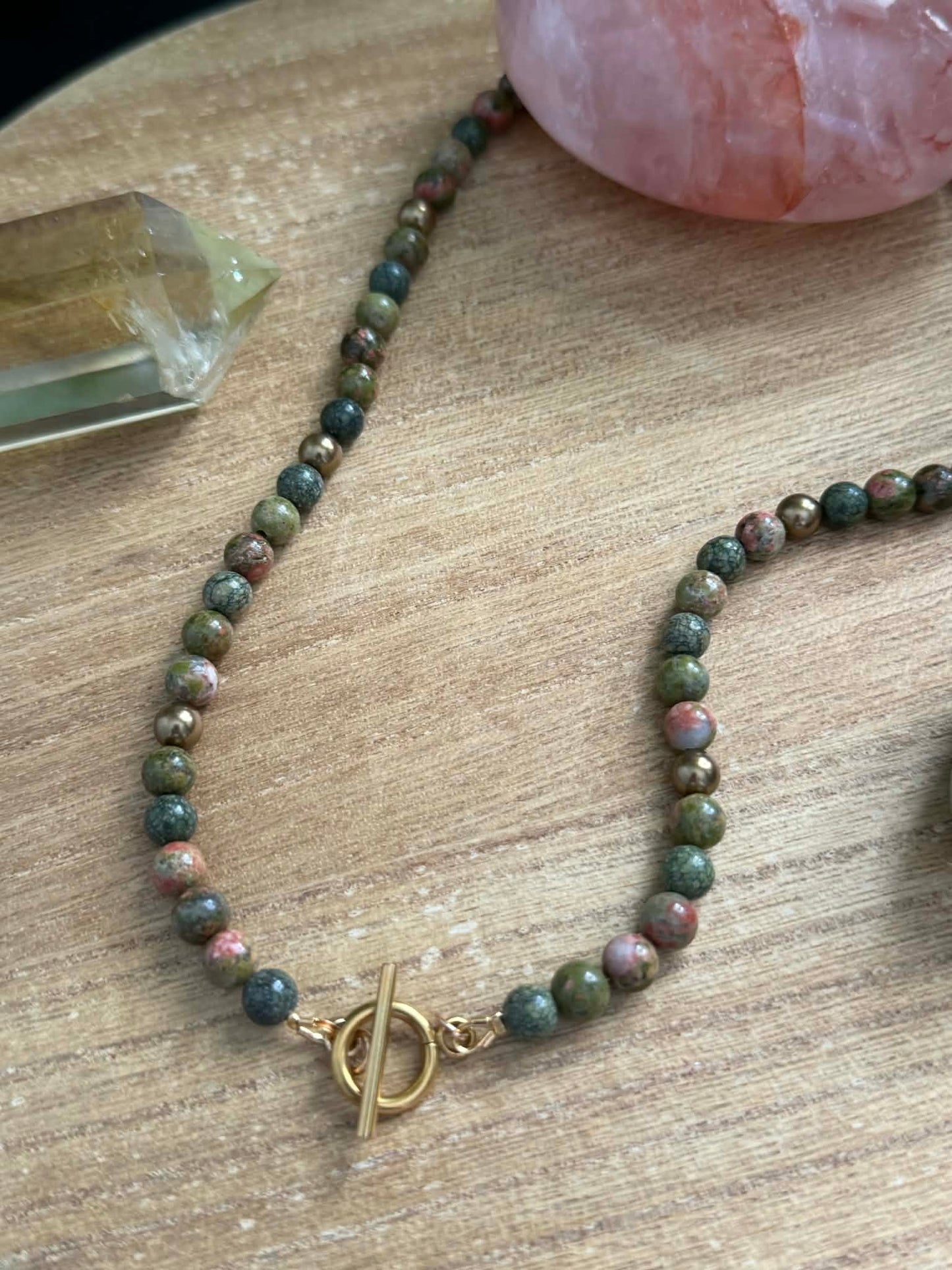 UNAKITE & SNAKESKIN JASPER NECKLACE