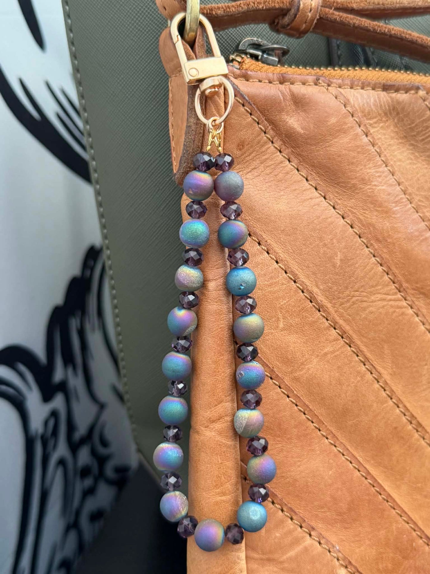 BLUE DRUZY AGATE BAG CHARM