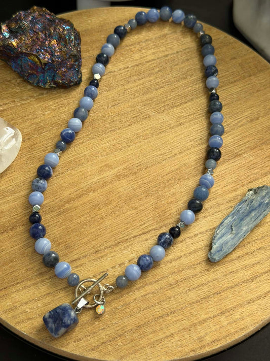 SODALITE & BLUE LACE AGATE NECKLACE