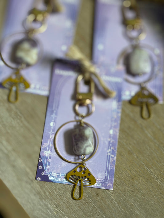 AMETHYST MUSHROOM KEYCHAIN/BAG CHARM