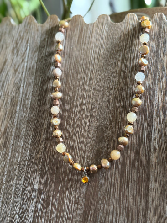 GOLDEN FRESHWATER PEARL NECKLACE