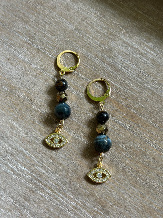 HAWK'S EYE MALOCCHIO EARRINGS