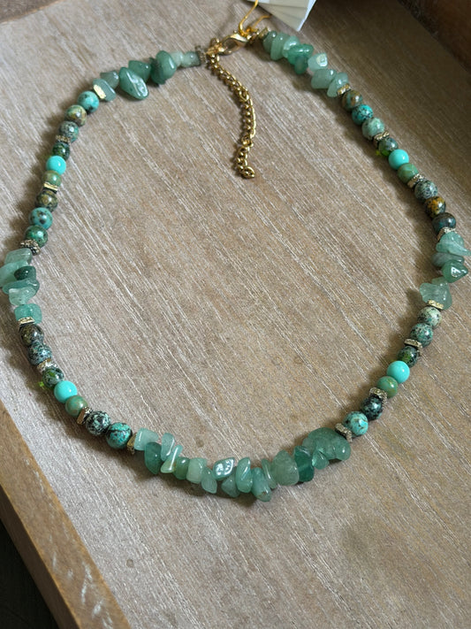 AFRICAN TURQUOISE & GREEN AVENTURINE NECKLACE