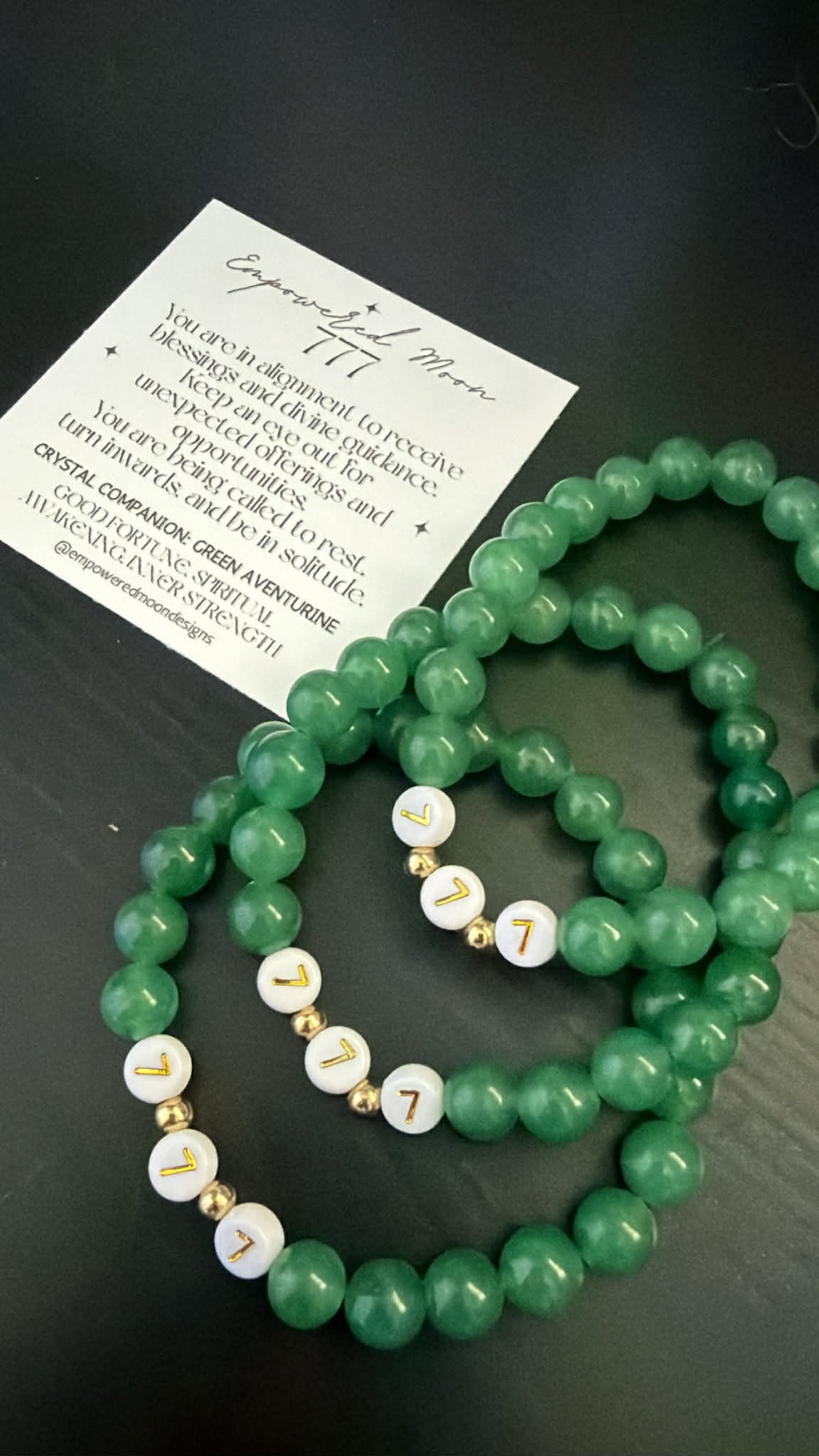 777 ANGEL NUMBER GREEN AVENTURINE BRACELET