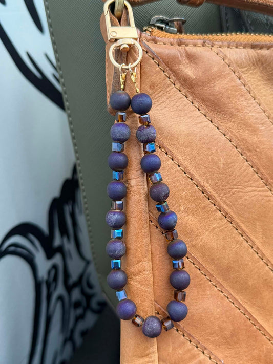 PURPLE DRUZY AGATE BAG CHARM