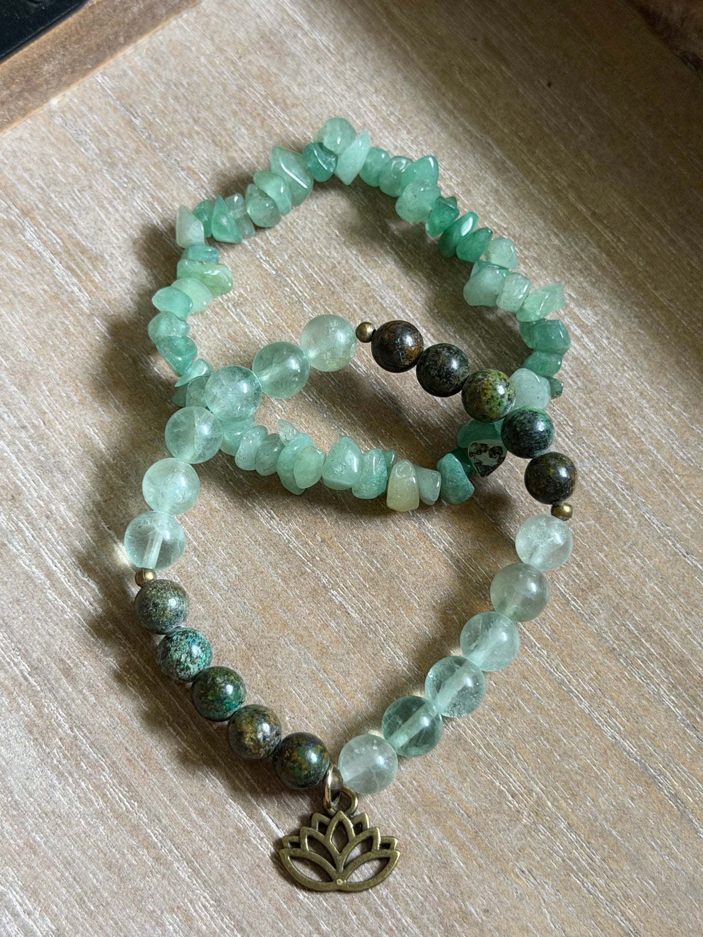 AFRICAN TURQUOISE & GREEN FLUORITE BRACELET BUNDLE