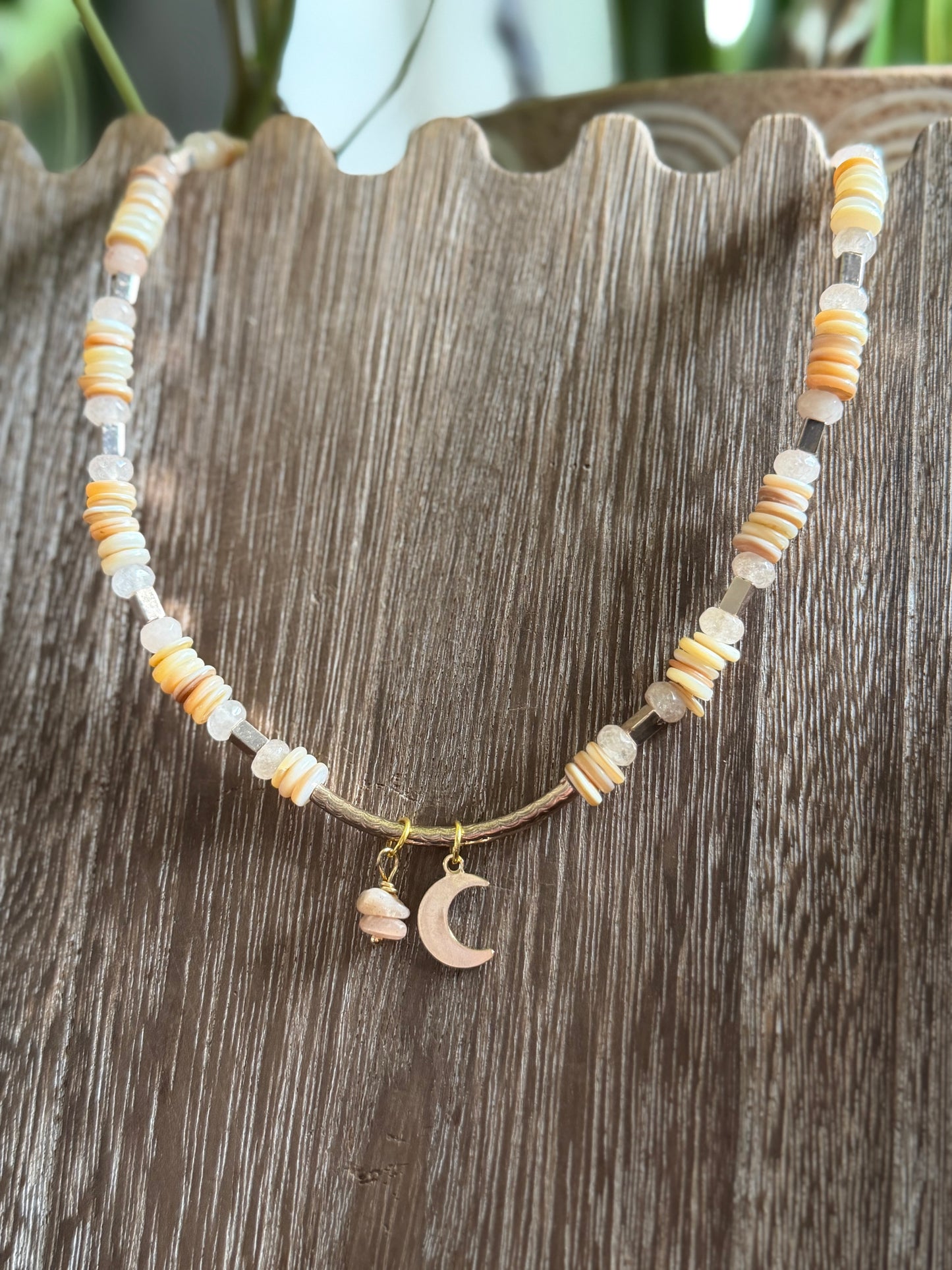 SUNSTONE CRESCENT MOON NECKLACE