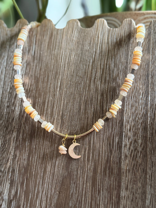SUNSTONE CRESCENT MOON NECKLACE