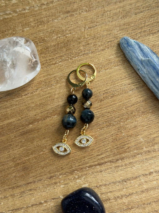 HAWK'S EYE MALOCCHIO EARRINGS