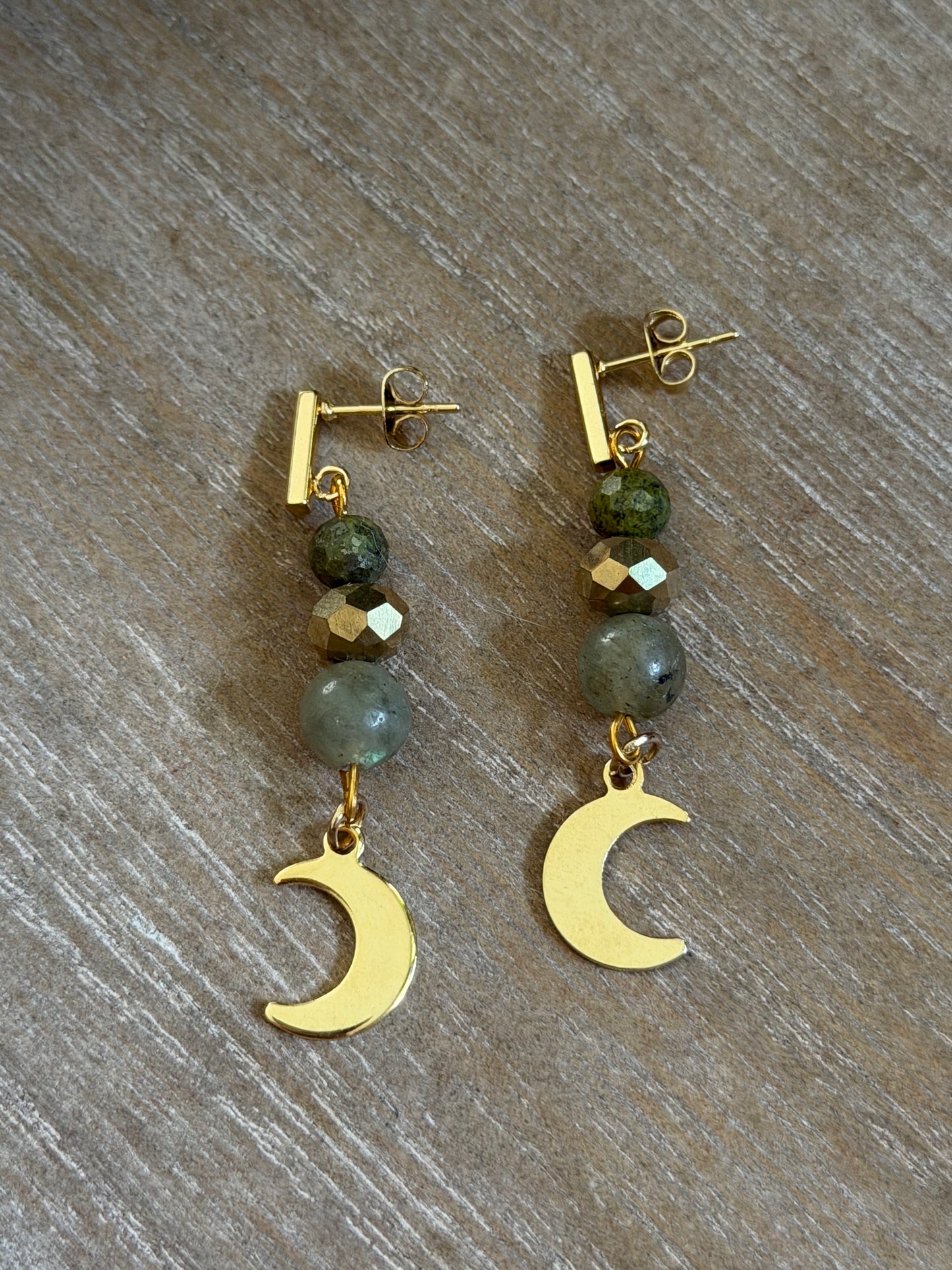 LABRADORITE & SNAKESKIN JASPER EARRINGS