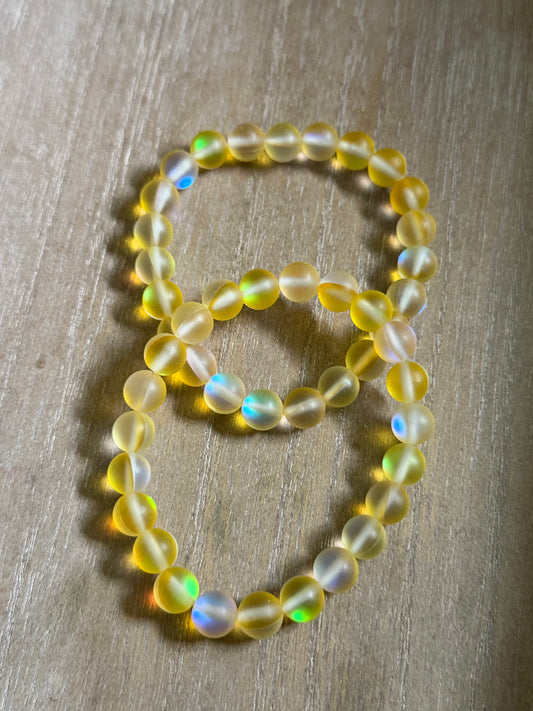 YELLOW CATS EYE GLASS BRACELET