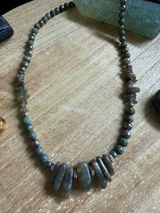 GREEN LABRADORITE NECKLACE