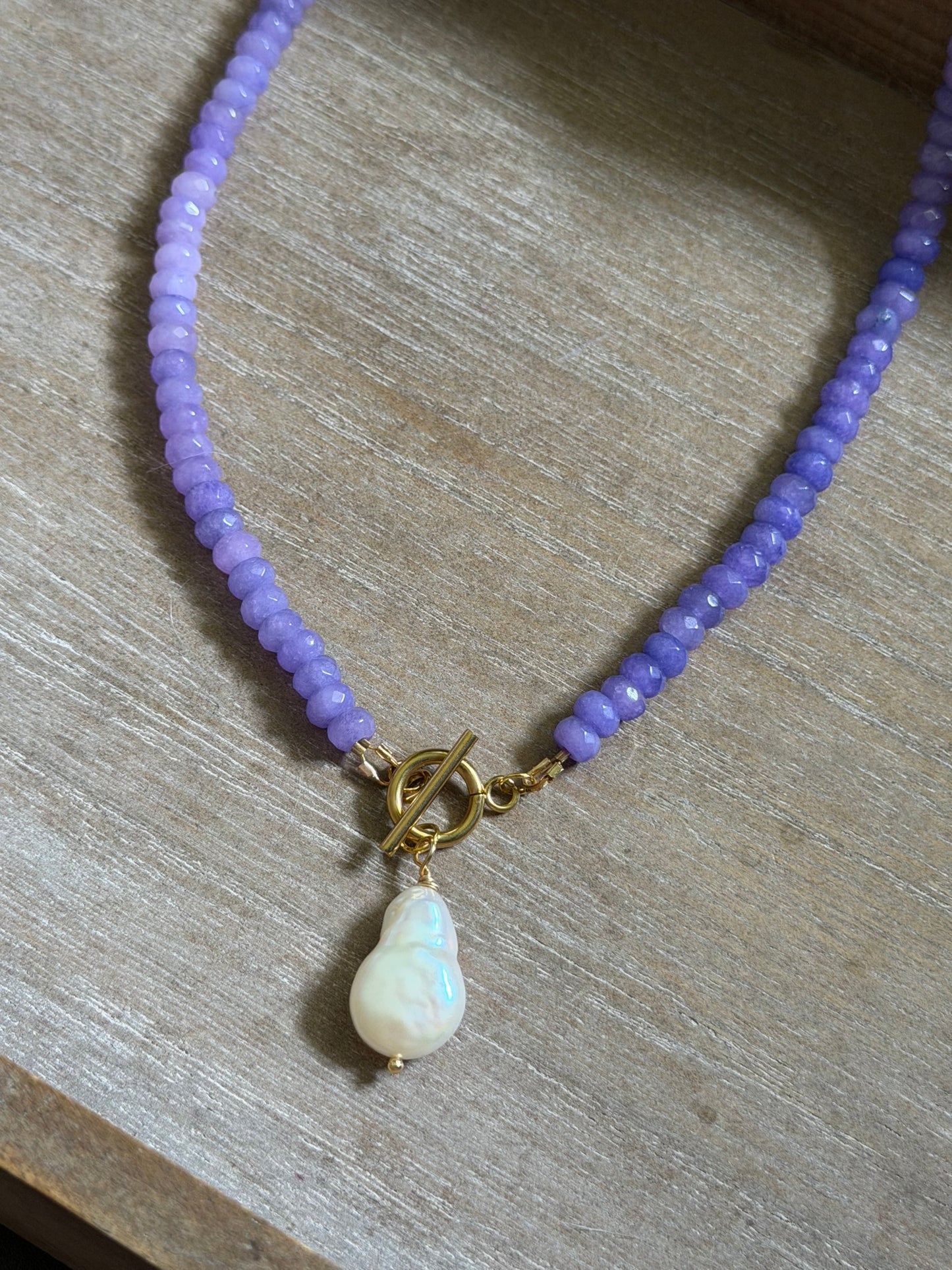 PURPLE LEPIDOLITE & FRESHWATER PEARL NECKLACE