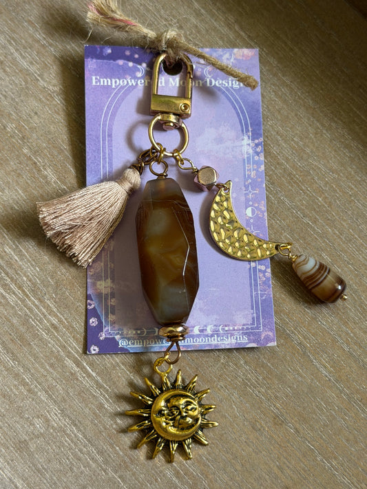 BOTSWANA AGATE BAG CHARM/KEYCHAIN