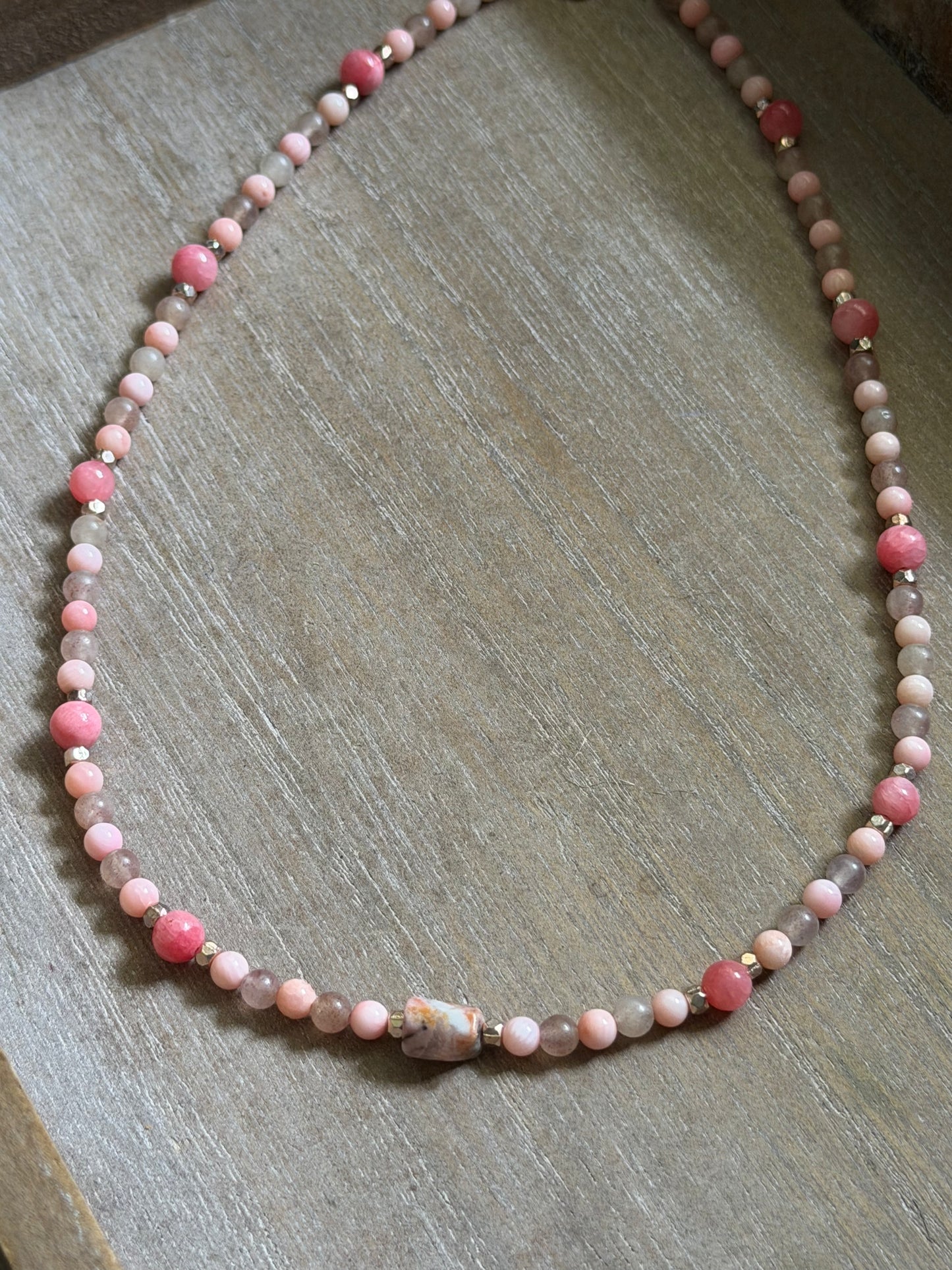 SUNSTONE & RHODONITE NECKLACE