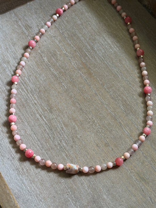SUNSTONE & RHODONITE NECKLACE