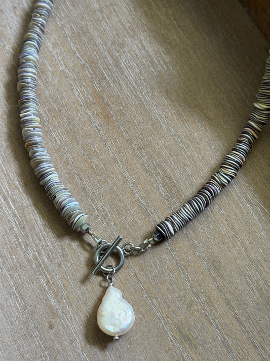 PURPLE PUKA SHELL NECKLACE