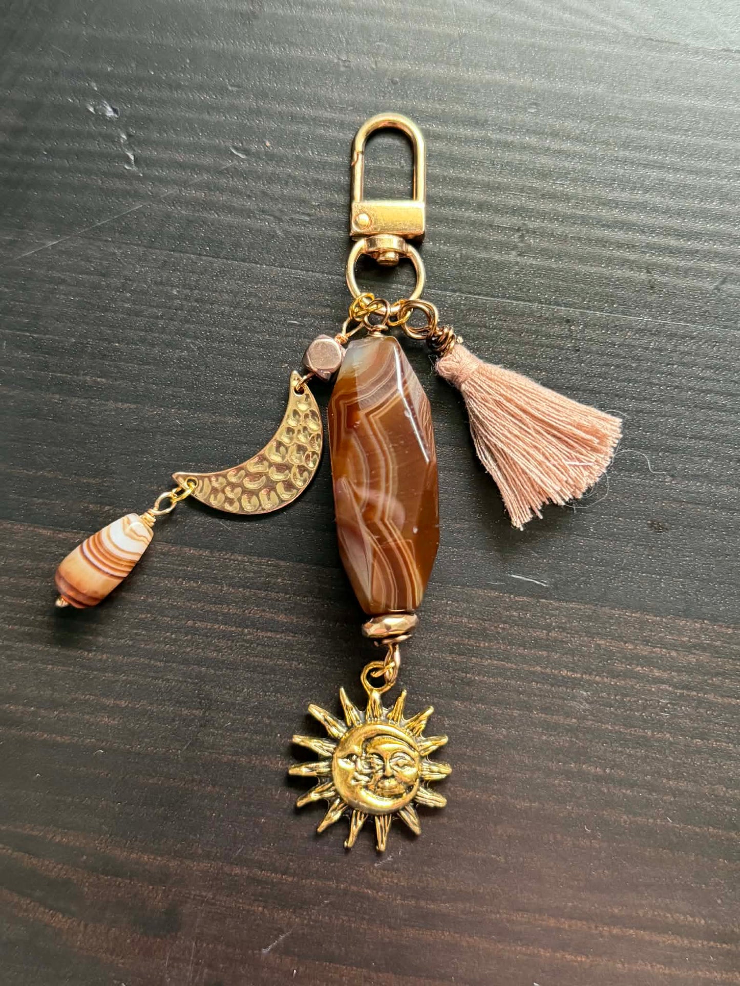 BOTSWANA AGATE BAG CHARM/KEYCHAIN