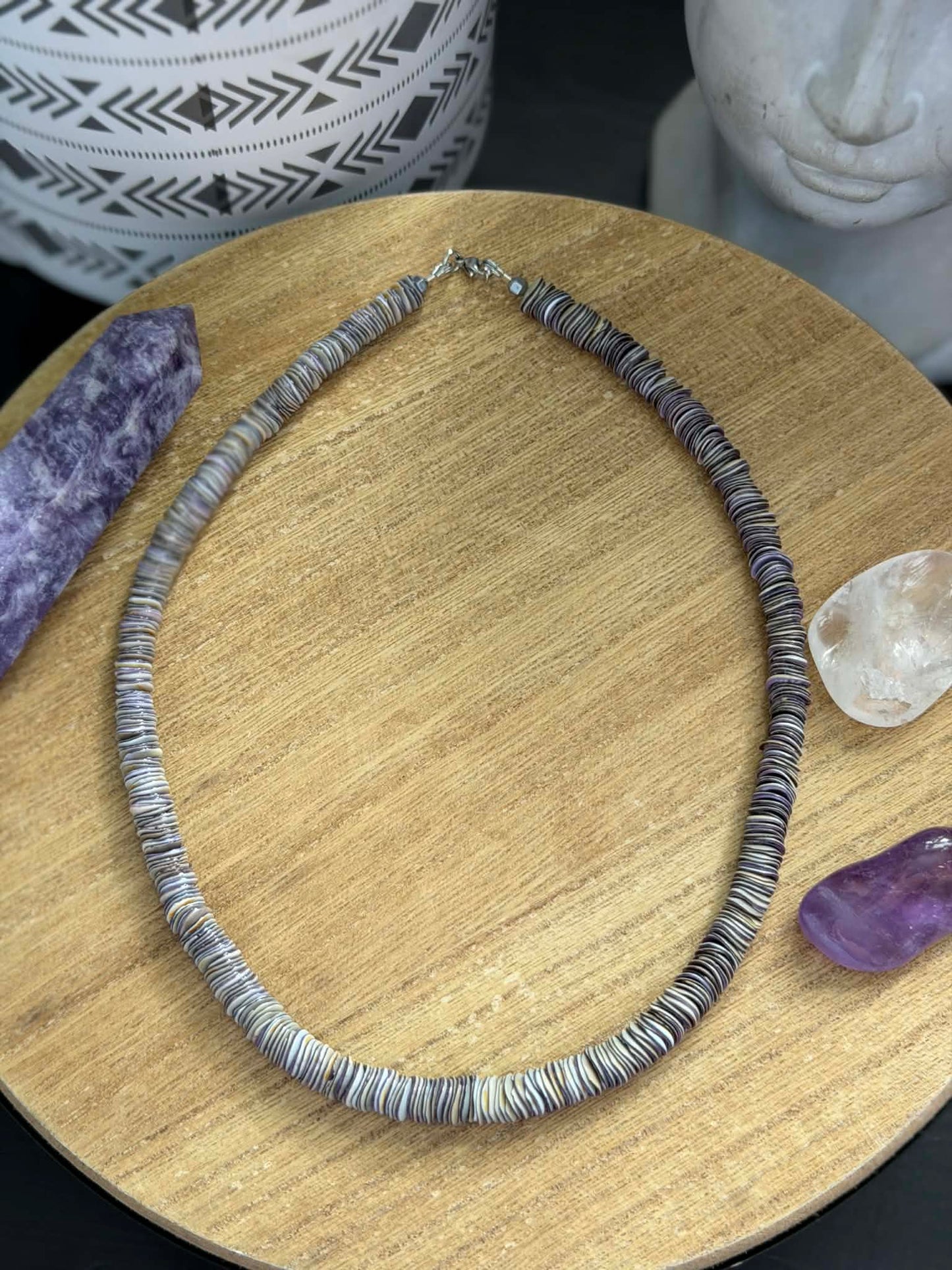 PURPLE PUKA SHELL NECKLACE