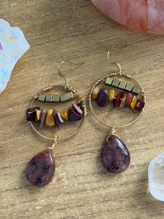 RHODONITE & MOOKAITE EARRINGS