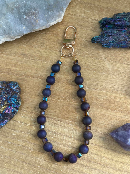 PURPLE DRUZY AGATE BAG CHARM