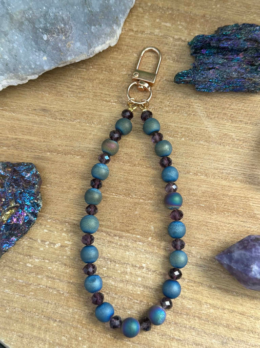 BLUE DRUZY AGATE BAG CHARM