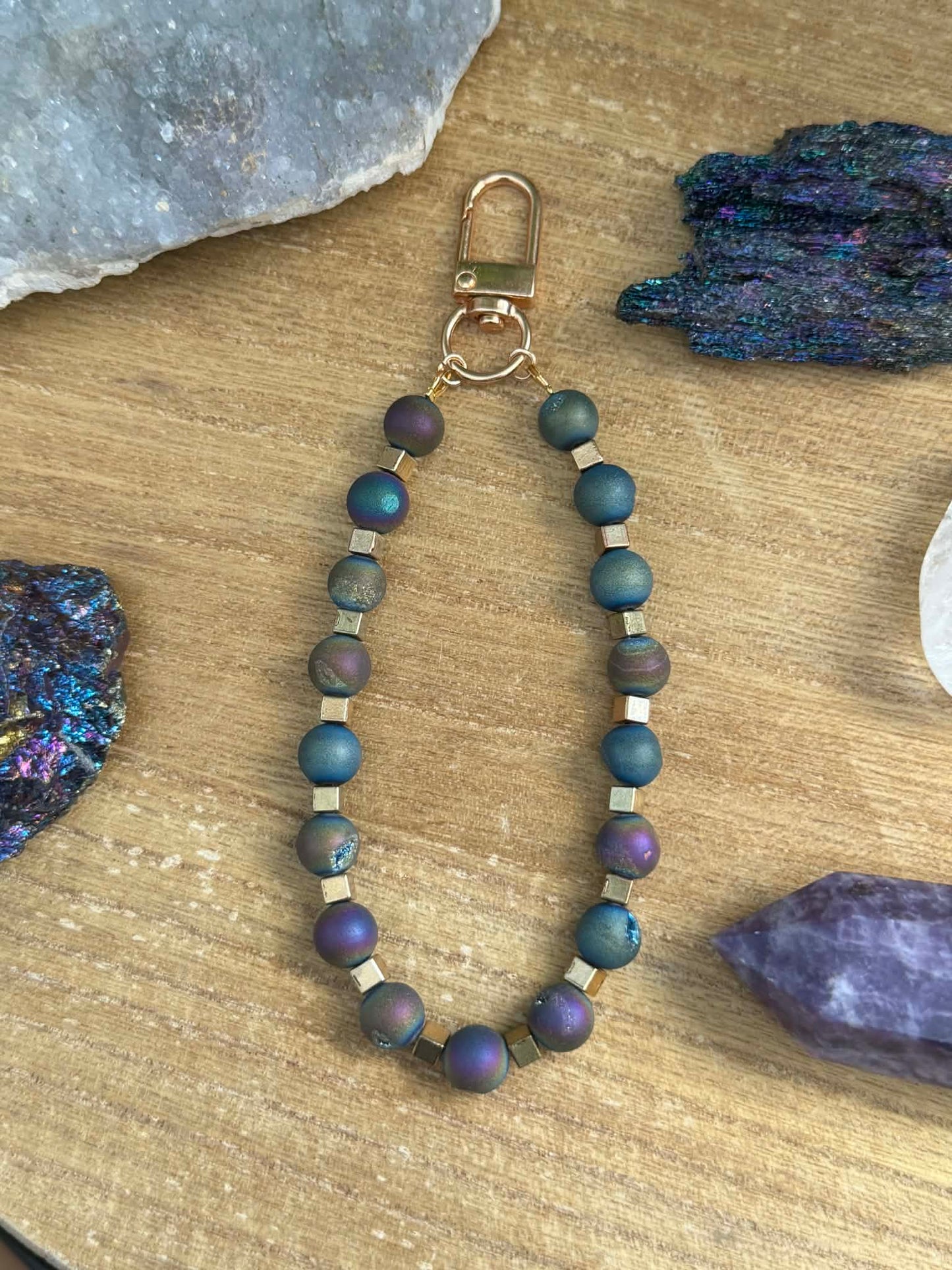 BLUE DRUZY AGATE BAG CHARM