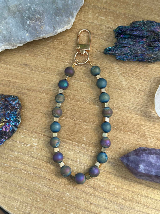 BLUE DRUZY AGATE BAG CHARM