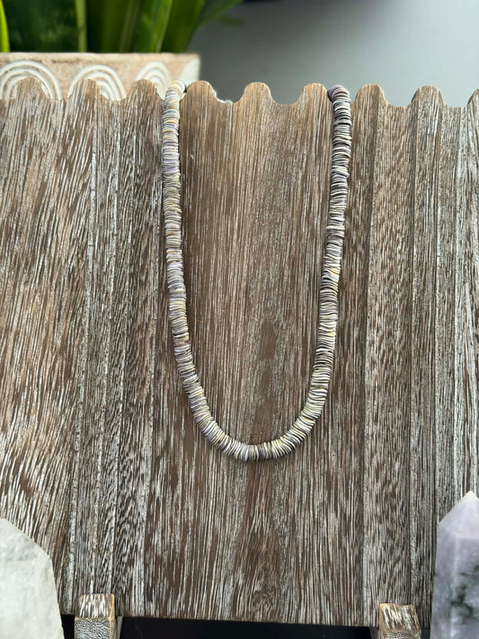 PURPLE PUKA SHELL NECKLACE