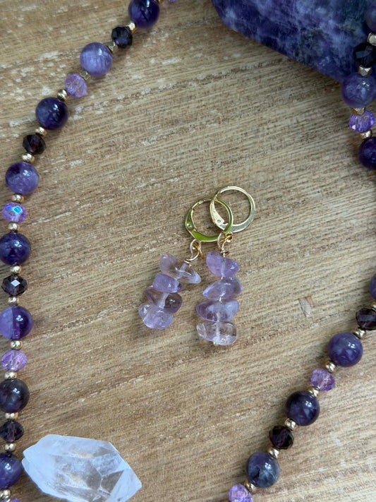 AMETHYST CRYSTAL CHIP EARRINGS