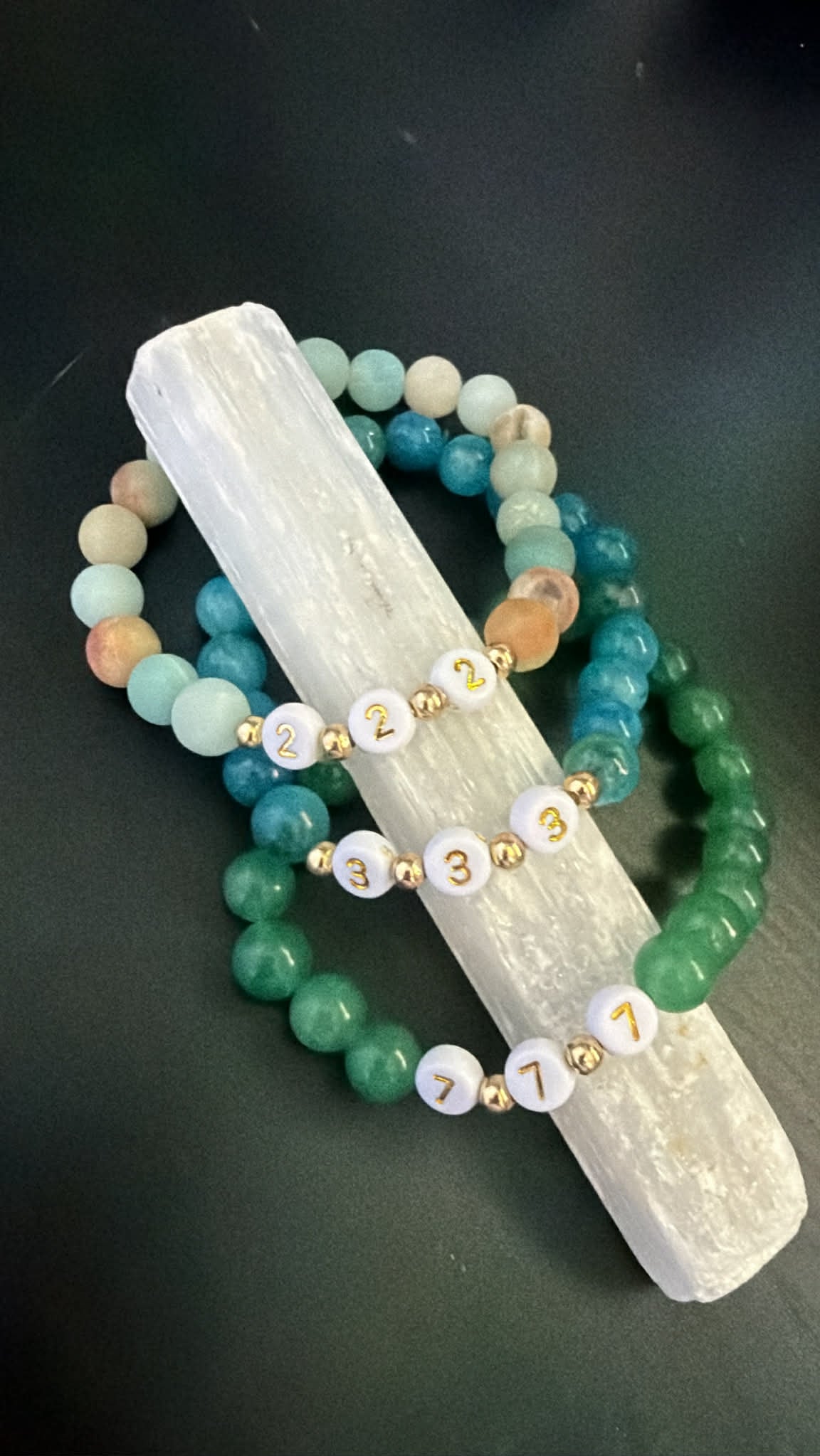 777 ANGEL NUMBER GREEN AVENTURINE BRACELET
