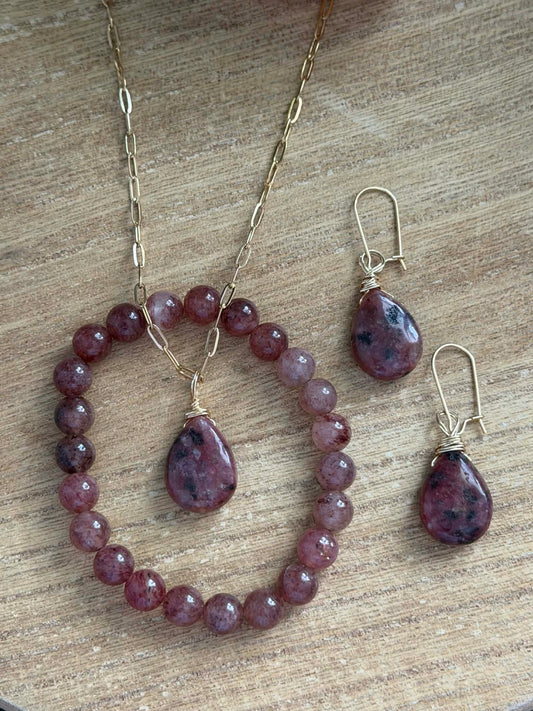 RHODONITE & STRAWBERRY QUARTZ GIFT SET