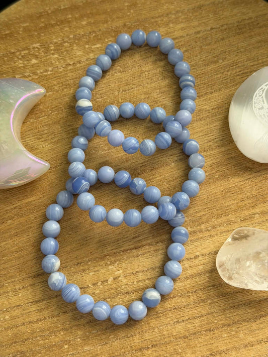 MATTE BLUE LACE AGATE BRACELET