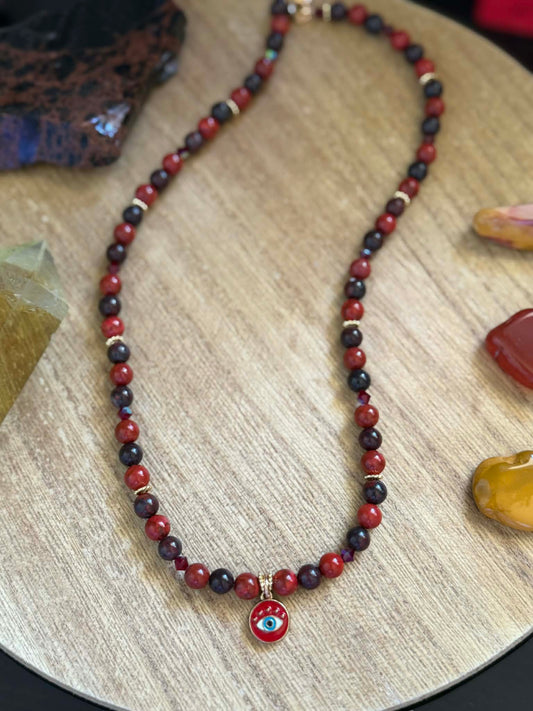 RED JASPER & POPPY JASPER MALOCCHIO NECKLACE